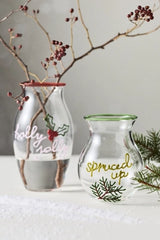 Festive Holiday Word-Play Glass Vase