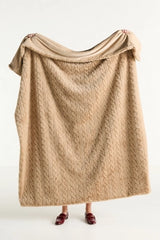 Faux Fur Cable-Knit Sweater Throw Blanket