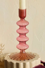 Colorful Glass Ribbed Taper Holder