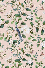 Bird Vine Chinoiserie Non-Woven Matte Peel-and-Stick Wallpaper